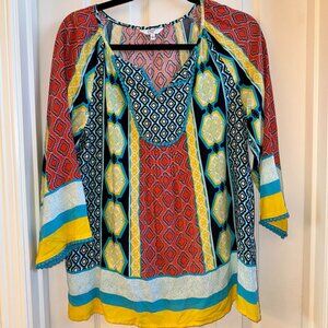 Crown & Ivy colorful blouse, women, size S